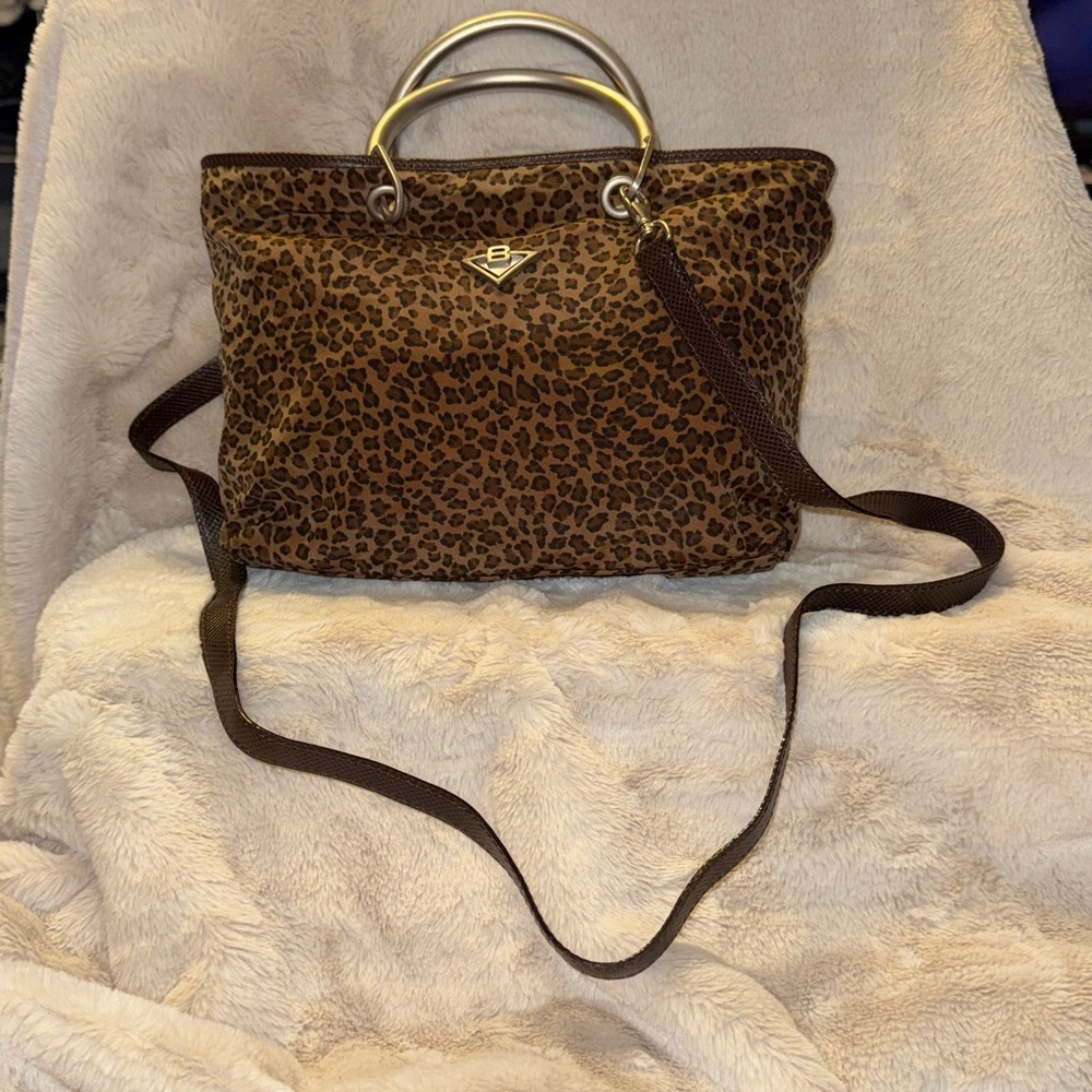 Bottega Veneta Leopard Print Bag with Yellow Lining